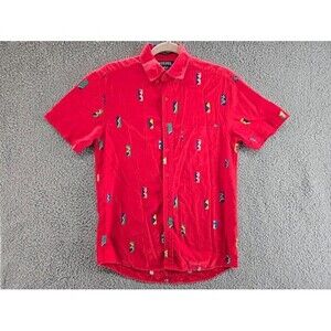 Vintage Generra Giovane Shirt Mens Large 90s Y2K Button up Short Sleeve Red